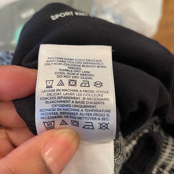 Lands End Pants Womens L Black Houndstooth Cargo Velour Straight Leg Streetwear - Picture 6 of 11